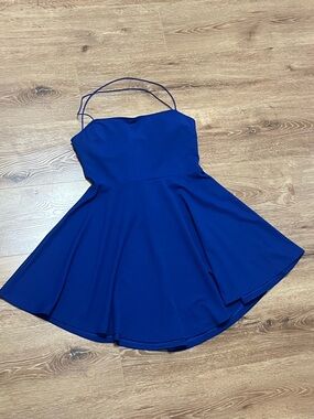 City Studio Cobalt Blue Lace Overlay Dress
